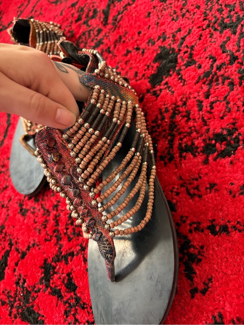 Beaded Fringe Women’s Sandals - Native Look